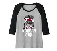 Donna Coreano Ragazza Disordinato Capelli Chignon Corea del Sud Donne Orgoglio Maglia con Maniche Raglan