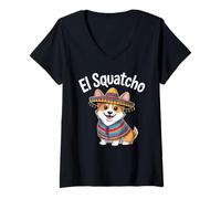 Donna Corgi Decor El Squatcho Poncho Accogliente Corgi Lovers Corgis Maglietta con Collo a V