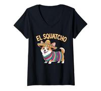 Donna Corgi Decor El Squatcho Poncho Accogliente Corgi Lovers Corgis Maglietta con Collo a V