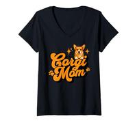 Donna Corgi Mom Cute Dog Lover Pet Animal Abbigliamento per Le Donne Maglietta con Collo a V