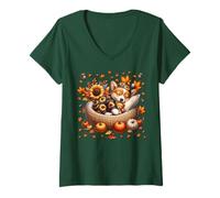 Donna Corgi Puppy Must Haves for Corgi Mom And Grandma Green Fall Maglietta con Collo a V