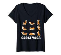 Donna Corgi Yoga Cute Meditation Workout Exercise Dog Mom Gift Maglietta con Collo a V