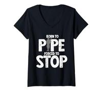 Donna Cornamusa Born To Pipe Forced To Stop Maglietta con Collo a V