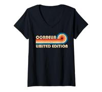 Donna CORNELIA First Name Funny Retro Vintage Birthday Maglietta con Collo a V