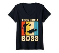 Donna Cornhole Art per Uomini Donne Giocatori di Buco di Mais Divertente Cornhole Maglietta con Collo a V