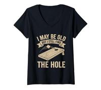 Donna Cornhole Dad Funny Posso Essere Vecchio ma Trovo Ancora Il Buco Maglietta con Collo a V