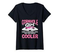 Donna Cornhole Girl Lover piace una ragazza normale molto più bella Maglietta con Collo a V