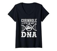 Donna Cornhole Lover È nel mio DNA Divertente Gioco Passione Maglietta con Collo a V