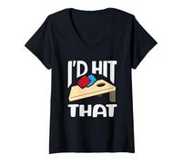 Donna Cornhole Lover: I'd Hit That Fun Game Slogan Maglietta con Collo a V