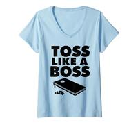 Donna Cornhole Toss Come Un Boss Maglietta con Collo a V
