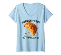 Donna Cornish Pasty The Original Pocket Meal No App Required Maglietta con Collo a V