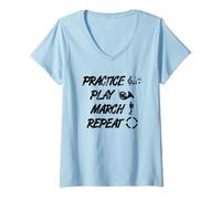 Donna Corno Francese Strumento Musicale programmato Maglietta con Collo a V