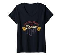 Donna Coro Divertente Chaotic Music Student off Key Ensemble vocale Maglietta con Collo a V