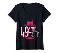 Donna Corona rosa I Am 49 Plus 1 dito medio per 50° compleanno da donna Maglietta con Collo a V