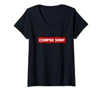 Donna Corpse Simp Meme Maglietta con Collo a V