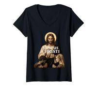 Donna Corpus Domenica Eucaristia Gesù Sacro Cristiano Maglietta con Collo a V