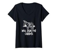 Donna Corre Per Carote Divertente Pack Burro Racing Un Asino Racer Maglietta con Collo a V