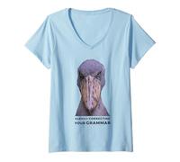 Donna Correggere silenziosamente la Grammatica Maglietta con Collo a V