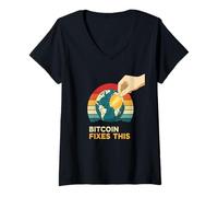 Donna Correzioni di Bitcoin Questo Suono Soldi Speranza libertà verità Bitcoin Maglietta con Collo a V