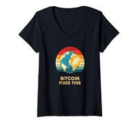 Donna Correzioni di Bitcoin Questo Suono Soldi Speranza libertà verità Bitcoin Maglietta con Collo a V