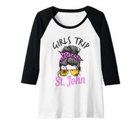 Donna Corrispondenza Ragazze Trip St. John USVI Capelli disordinati Maglia con Maniche Raglan