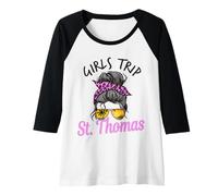 Donna Corrispondenza Ragazze Trip St. Thomas USVI Capelli disordinati Maglia con Maniche Raglan