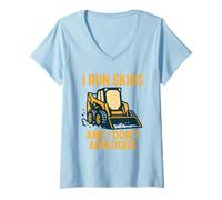 Donna Corro Skids e Non Mi scuso Skid Steer Operator Maglietta con Collo a V