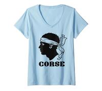 Donna Corse - Bandiera della Corsica Testa di Moro Corso Pride Corsican Heritage Maglietta con Collo a V