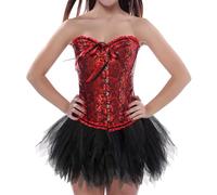 Donna Corsetto Bustier Steccato in Pizzo Elastico Corsetti Vintage Gotico Elegante Top Halloween Festa Gothic Party