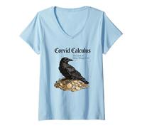 Donna Corvid Calcolo Corvo Corvo Cose Lucide Infinito Matematica Pun Maglietta con Collo a V