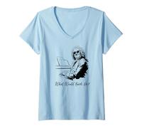Donna Cosa farebbe Bach Divertente Gioco di Parole di Musica Classica Maglietta con Collo a V