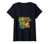 Donna Cosa Succede Doe | Stile Graffiti Michigan Maglietta con Collo a V