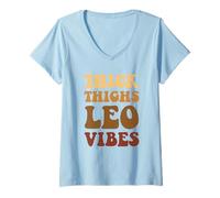 Donna Cosce Spesse Leo Vibes per Le Donne Zodiac Gift Oroscopo Maglietta con Collo a V