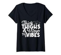 Donna Cosce spesse Virgo Vibes Virgo segno zodiacale Uomini Donne Divertente Maglietta con Collo a V