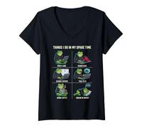 Donna Cose Che Faccio nel Mio Tempo Libero AI Engineer Programmer Frog Maglietta con Collo a V