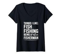Donna Cose Che Mi piacciono: Pesca di Pesce Essere Un Pescatore Maglietta con Collo a V