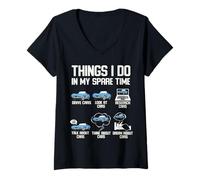 Donna Cose Divertenti Che Faccio nel Mio Tempo Libero appassionato di Auto appassionato di Auto Maglietta con Collo a V