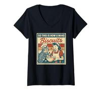 Donna Così questo è come si fanno biscotti retrò pasticceria Baker Cat Maglietta con Collo a V