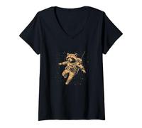 Donna Cosmic Explorer Raccoon Adventure Maglietta con Collo a V