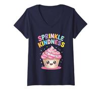 Donna Cospargi la gentilezza Carina Amante del Cupcake Kawaii Maglietta con Collo a V