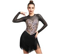 Donna Cosplay Costume Di Preistoria Unitard Con Frange Cavernicolo Nero XXL