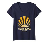 Donna Costa Brava España - Costa Brava Spagna Sunshine Maglietta con Collo a V
