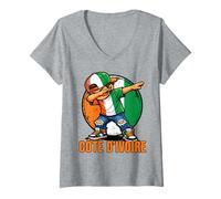 Donna Costa D'Avorio Dabbing Boy Bandiera Ivoriani Maglietta con Collo a V