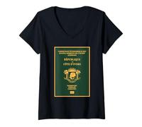 Donna Costa d'Avorio passaporto,Costa d'Avorio,Bandiera della Costa d'Avorio. Maglietta con Collo a V