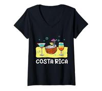 Donna Costa Rica Divertente Vacanza al Mare Maglietta con Collo a V