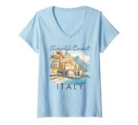 Donna Costiera Amalfitana Italia Viaggi Vacanze Incontriamoci In Costiera Amalfitana Maglietta con Collo a V