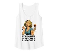 Donna Costoso Difficile Discorsi Indietro Divertente Retro Wine Canotta