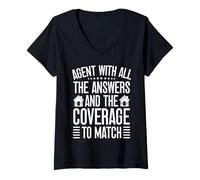 Donna Costume Agente Assicurativo Coverage To Match Medicare Maglietta con Collo a V