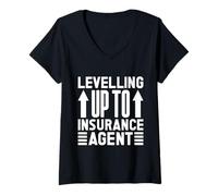 Donna Costume Agente Assicurativo Levelling Up To Medicare Maglietta con Collo a V
