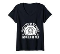 Donna Costume Agente Assicurativo Protected By My Policy Medicare Maglietta con Collo a V